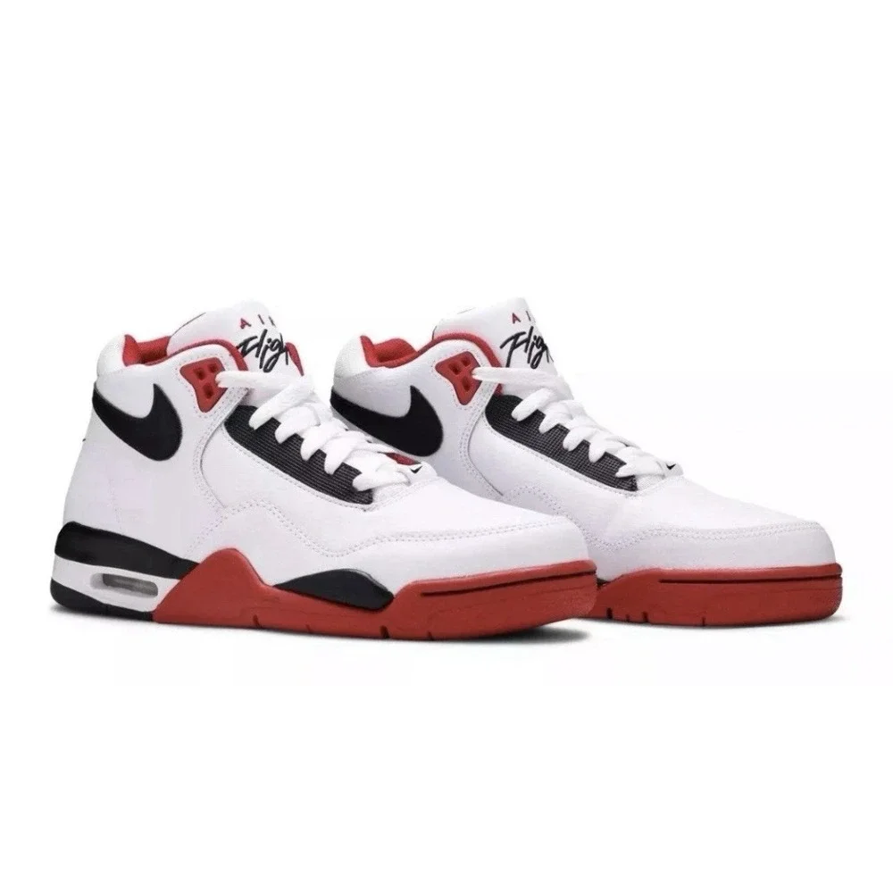 Nike Air Flight Legacy White Red Basketball Shoes BQ4212-100 Men's Sz 12